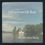 Make your own family lake summer house Welcome Stone Coaster<br><div class="desc">Make your own family lake,  summer house welcome coasters.
You can personalise it and add your photo and own text.</div>