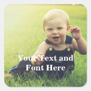 Make Your Own Favourite Photo & Text Customisable Square Sticker