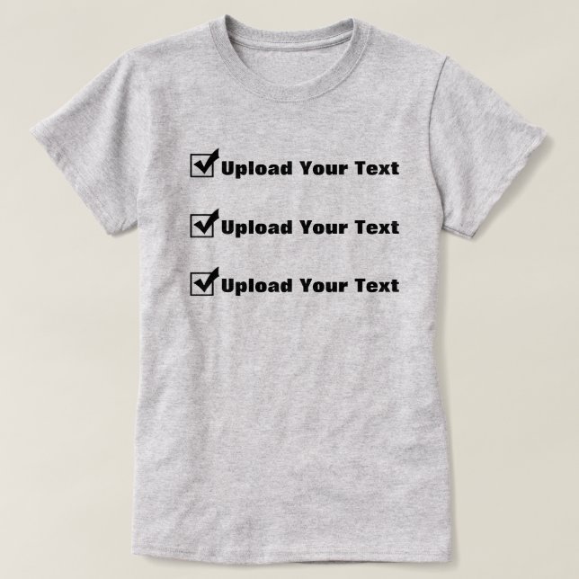Make Your Own Fun Checklist Personalised T-Shirt (Design Front)