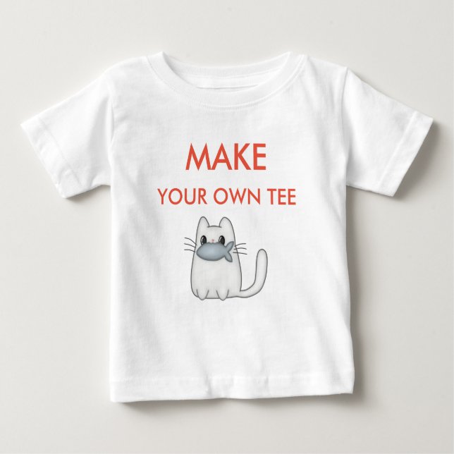 Make Your Own Funny Cute Cat Personalised Name  Baby T-Shirt (Front)