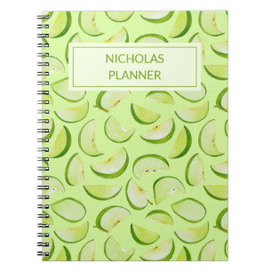 Make your own Green Apple Slice Pattern Custom Notebook