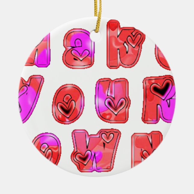 Make Your Own Hearts Art Print Design Ceramic Tree Decoration (Front)