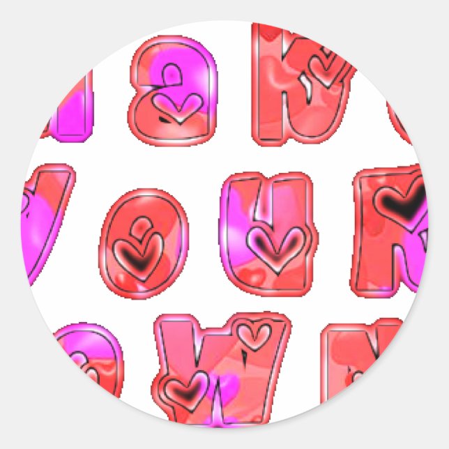 Make Your Own Hearts Art Print Design Classic Round Sticker (Front)