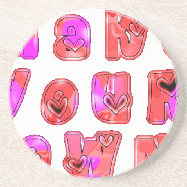 Make Your Own Hearts Art Print Design Coaster (Front)