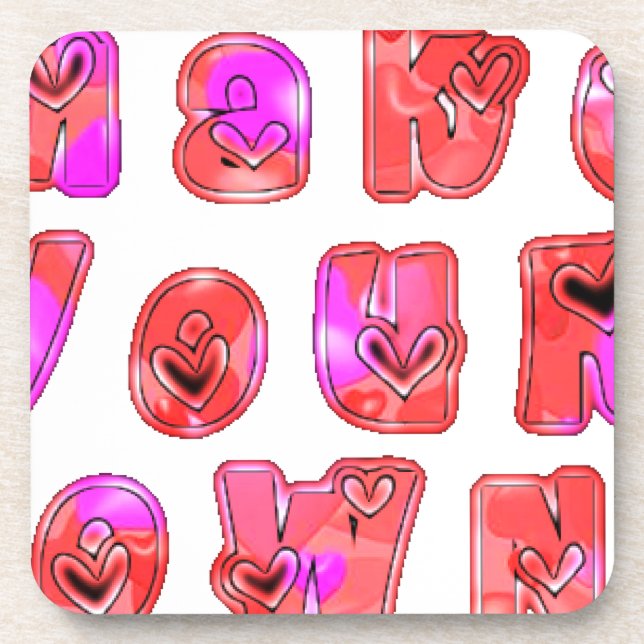 Make Your Own Hearts Art Print Design Coaster (Front)