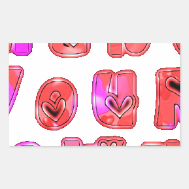 Make Your Own Hearts Art Print Design Rectangular Sticker (Front)