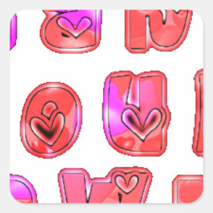 Make Your Own Hearts Art Print Design Square Sticker