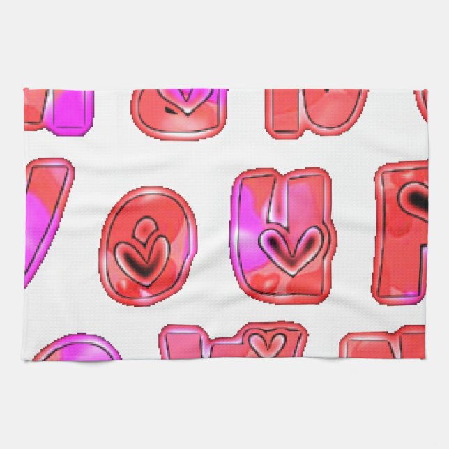 Make Your Own Hearts Art Print Design Tea Towel (Horizontal)