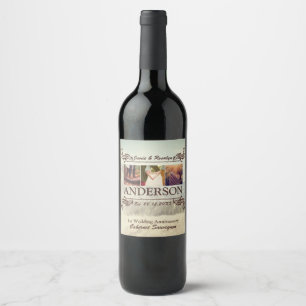 Make Your Own Hip Retro Instagram Couple Collage Wine Label