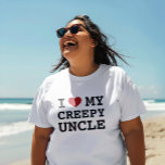 Make Your Own I Heart T-Shirt<br><div class="desc">I Love My Creepy Uncle T-Shirt - There are definitely times when we wish we could choose our family. That moment when your relative or sibling does something cringe worthy happens to us all. But after all is said and done it's these eccentricities that endear us to our loved ones....</div>