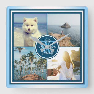 Make Your Own Instagram Grid Summer Photo Collage Square Wall Clock