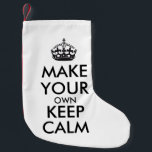 Make your own keep calm - black small christmas stocking<br><div class="desc">Hello and welcome, create and customise your own "keep calm" design for this one is unique! Replace the words "make your own keep calm" by the word of your choice and choose the colour you want! You can imagine and do everything!! ex: "keep calm and carry on" "keep calm and...</div>