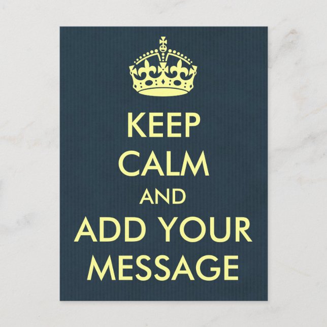 Make Your Own Keep Calm Grey Blue Kraft Paper Postcard (Front)