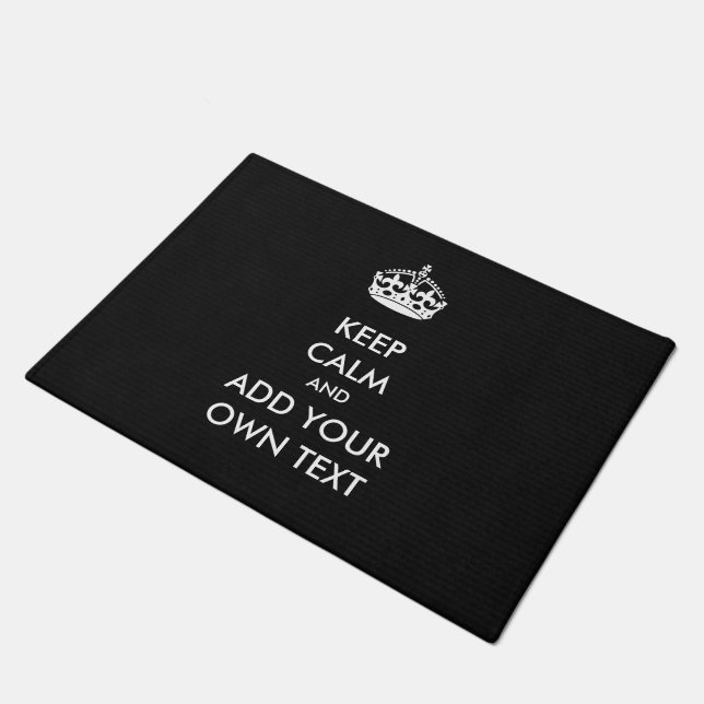 Make Your Own Keep Calm Product Black White Doormat (Angled)