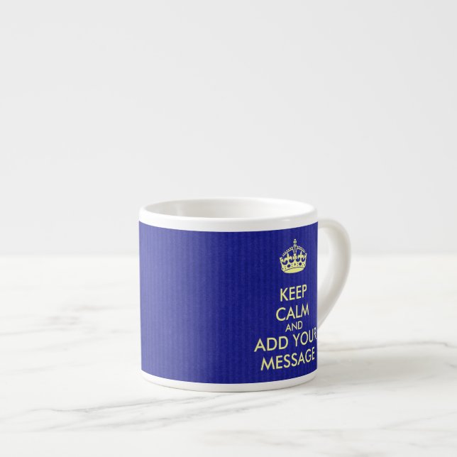 Make Your Own Keep Calm Royal Blue Kraft Paper Espresso Cup (Front Right)
