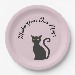 Make Your Own Magic Cute Black Cat   Paper Plate