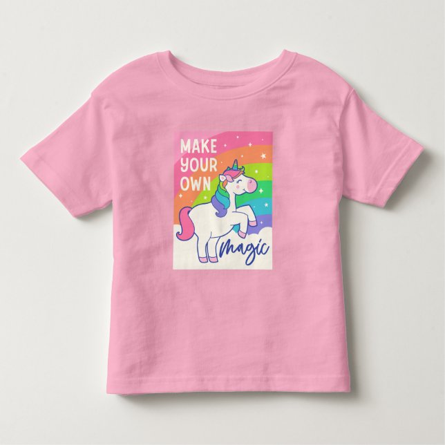 Make Your Own Magic | Cute Unicorn Toddler T-Shirt (Front)