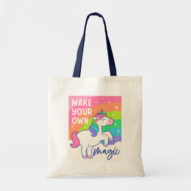 Make Your Own Magic | Cute Unicorn Tote Bag (Front)