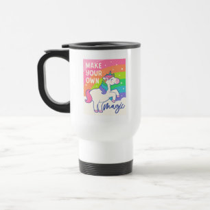 Make Your Own Magic   Cute Unicorn Travel Mug