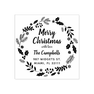 Make Your Own Merry Christmas Modern Rubber Stamp
