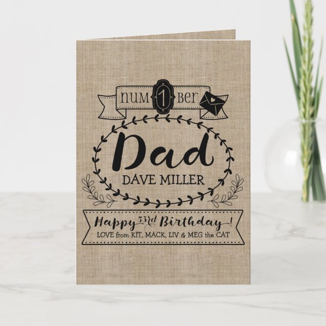 Make Your Own Number 1 Dad Birthday Cute Monogram Card (Front)