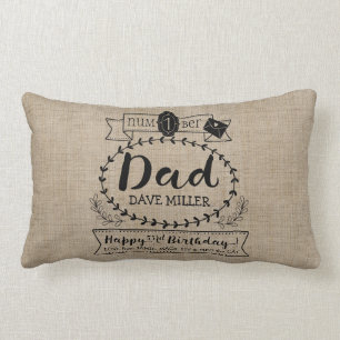 Make Your Own Number 1 Dad Birthday Cute Monogram Lumbar Cushion