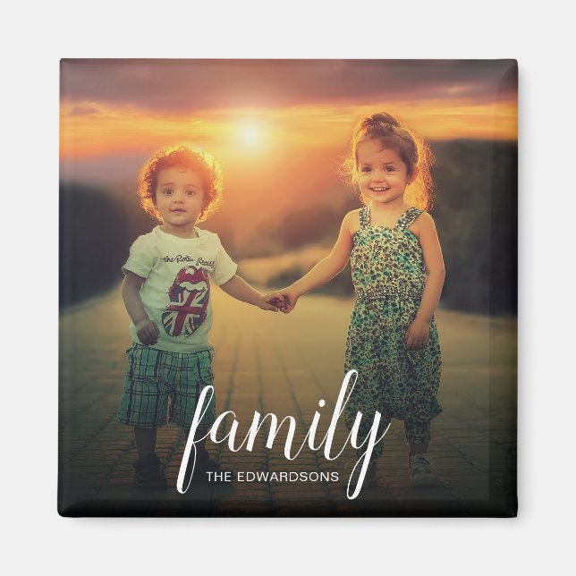Make your own personal family photo text overlay magnet (Front)