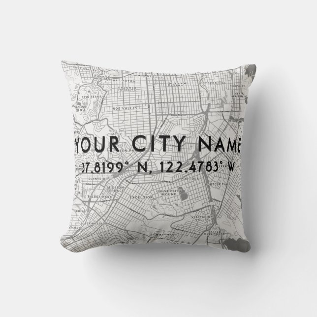 Make Your Own Personalised City Map Template Cushion (Front)