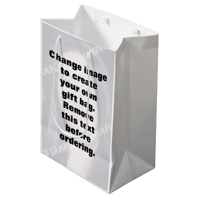 Make your own personalised photo medium gift bag (Front Angled)