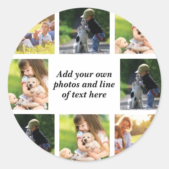 Make your own photo collage and text   classic round sticker (Front)