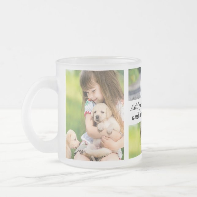 Make your own photo collage and text  frosted glass coffee mug (Left)