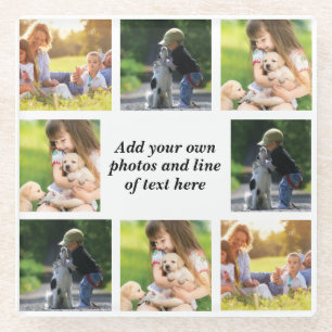 Make your own photo collage and text  glass coaster