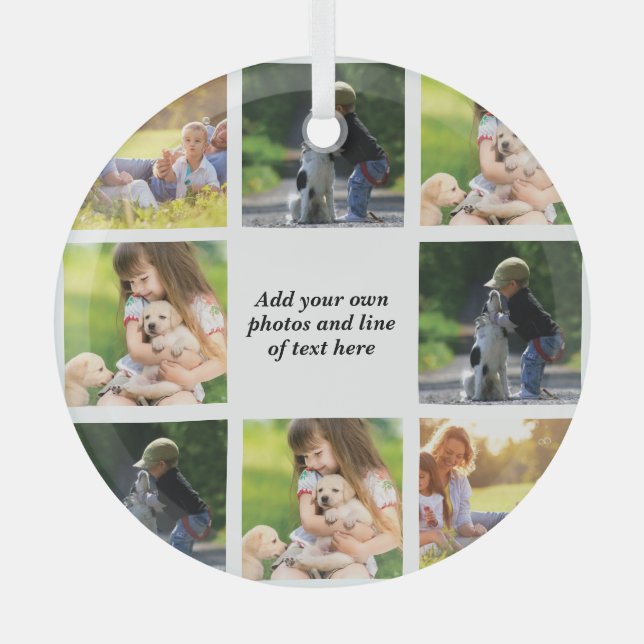 Make your own photo collage and text  glass tree decoration (Front)