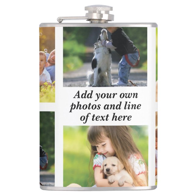 Make your own photo collage and text  hip flask (Front)