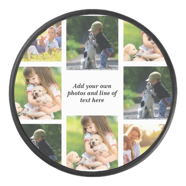 Make your own photo collage and text  hockey puck (Front)