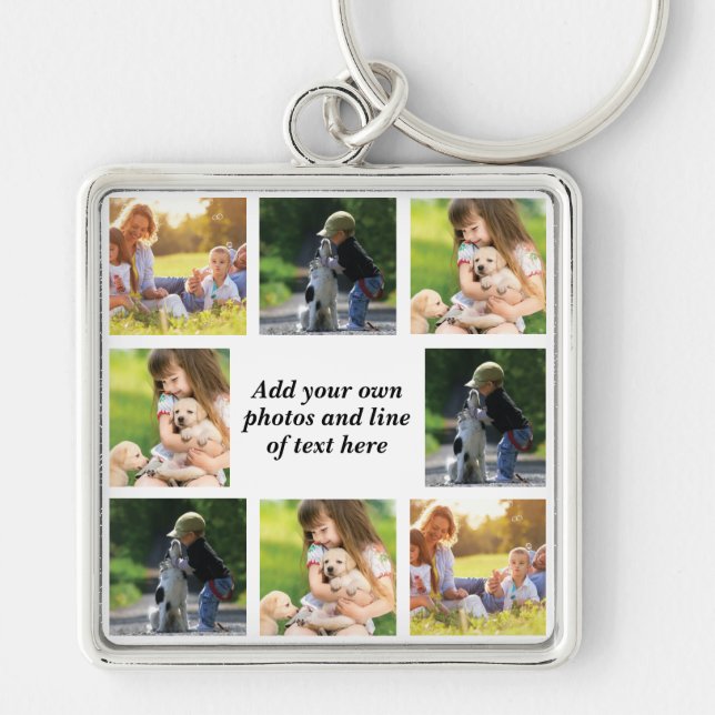 Make your own photo collage and text  key ring (Front)