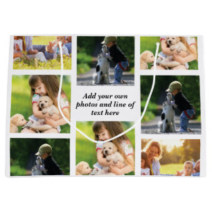 Make your own photo collage and text large gift bag