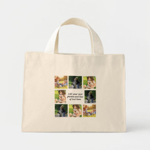 Make your own photo collage and text mini tote bag