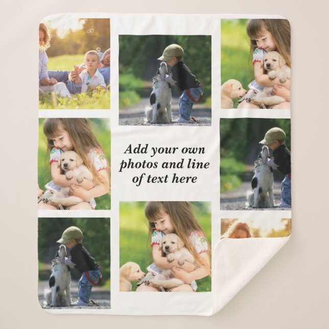 Make your own photo collage and text  sherpa blanket (Front)