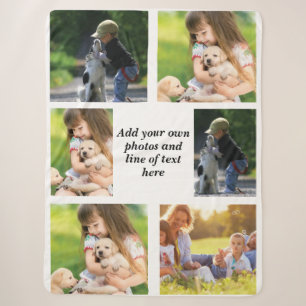Make your own photo collage and text sherpa blanket