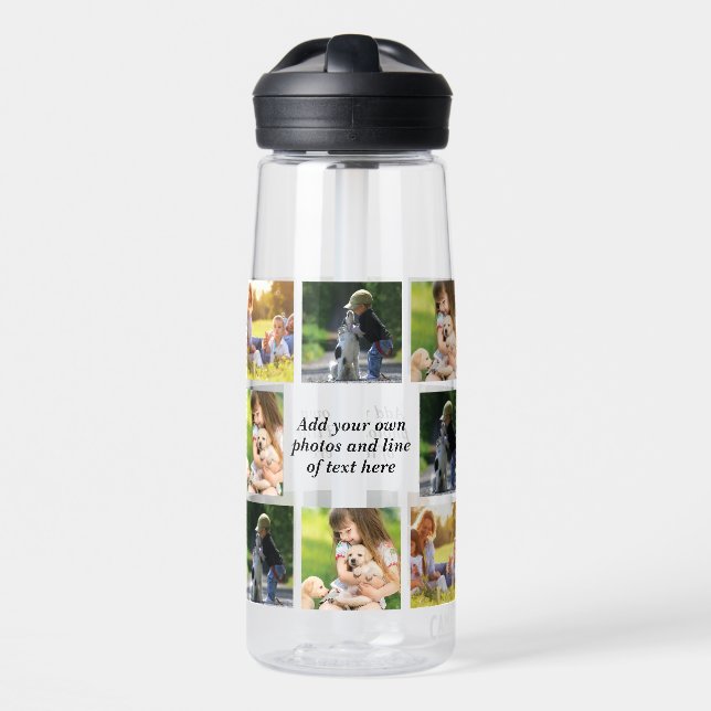 Make your own photo collage and text  water bottle (Front)
