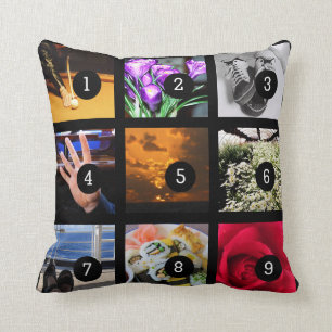 Make Your Own Photo collage with 9 images Cushion