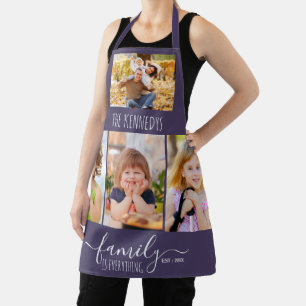 Make Your Own Purple 4 Photo Collage Family Name Apron