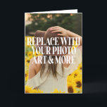 Make your own QR Code on back Card<br><div class="desc">Easy make your own personalised QR code on back greetings card,  available in 3 sizes from Ricaso - change the background image - add text - to edit more including text style,  colour etc - click on personalise,  scroll down and select customise more</div>