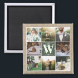Make Your Own Rustic Wedding Instagram Collage Magnet<br><div class="desc">Display your favourite Rustic Wedding photos in this simple, elegant square photo grid design with burlap texture background. Suggested images include: blushing bride with bouquet and flower garland, couple in wedding dress kissing on a park bench at sunset or in a field with wild grass or wildflowers, groom with wedding...</div>