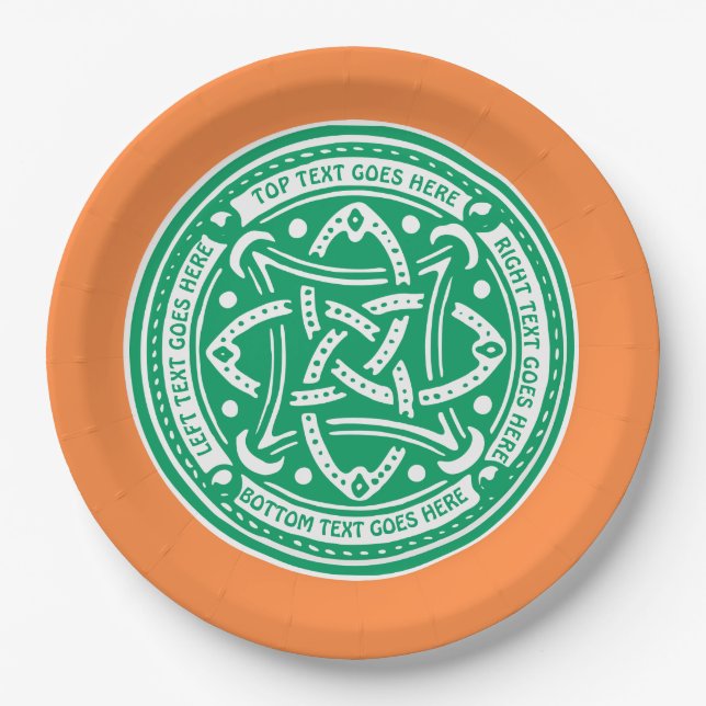 Make Your Own Shamrock Green Celtic Knot Irish Paper Plate (Front)
