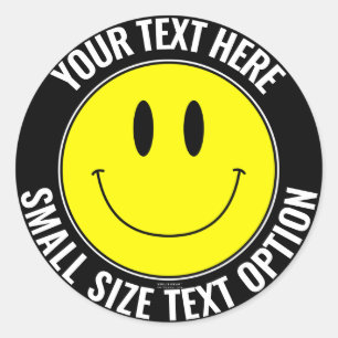 Make Your Own Smilie Round Sticker (Small Text)