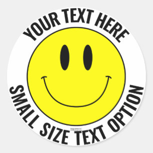 Make Your Own Smilie Round Sticker (Small Text)