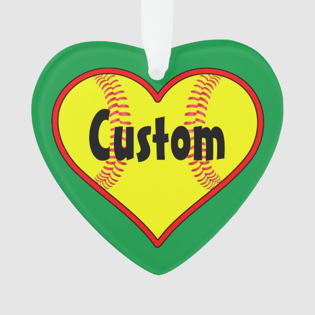 Make Your Own Softball Heart Christmas Ornament (Front)
