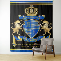 Make Your Own Unicorn Coat of Arms Blue Emblem